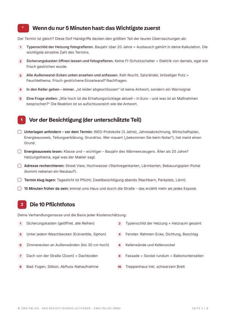 Quickstart-Seite: Wenn du nur 5 Minuten hast
